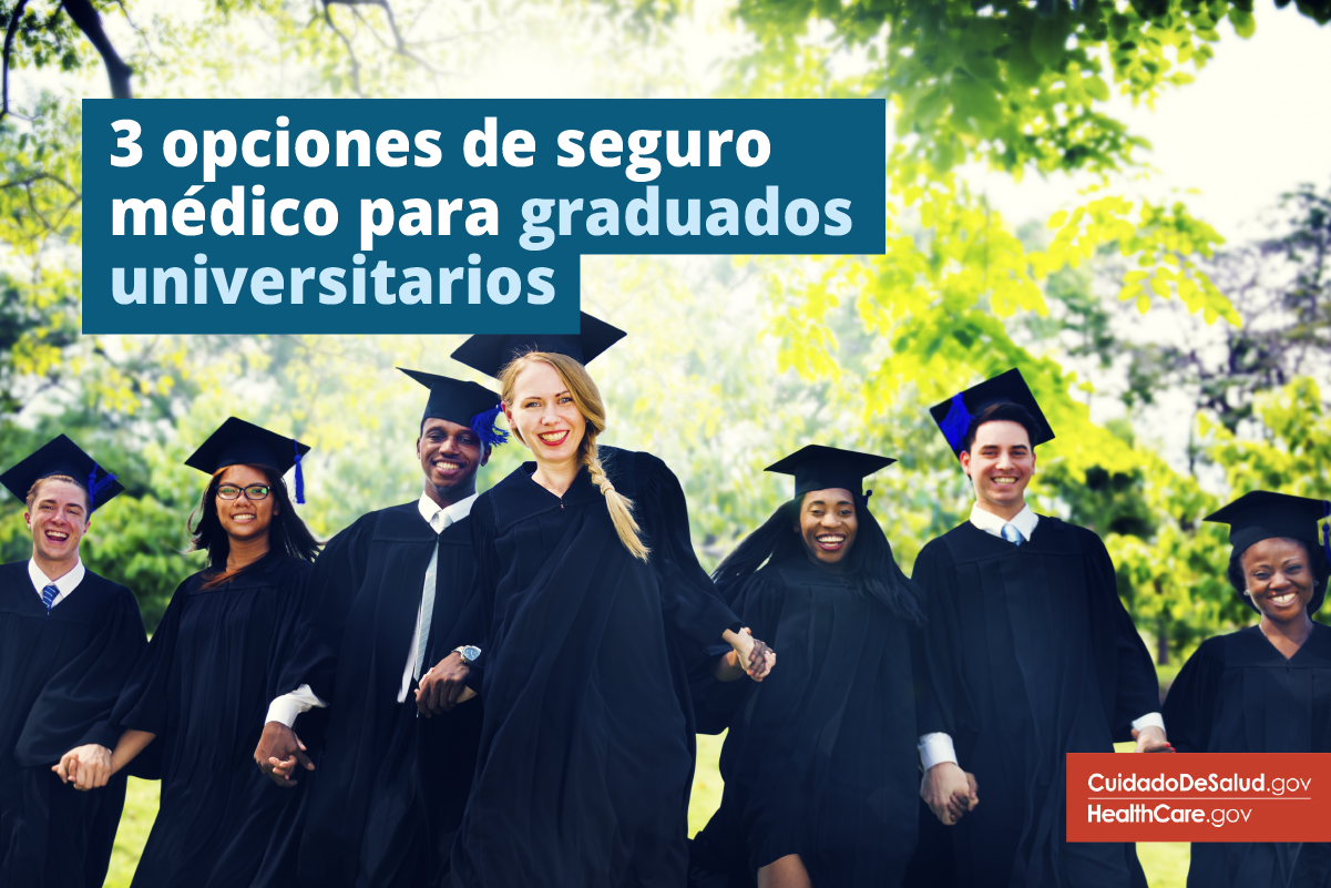 Image: {Universitarios graduados celebran opciones de seguro médico} 