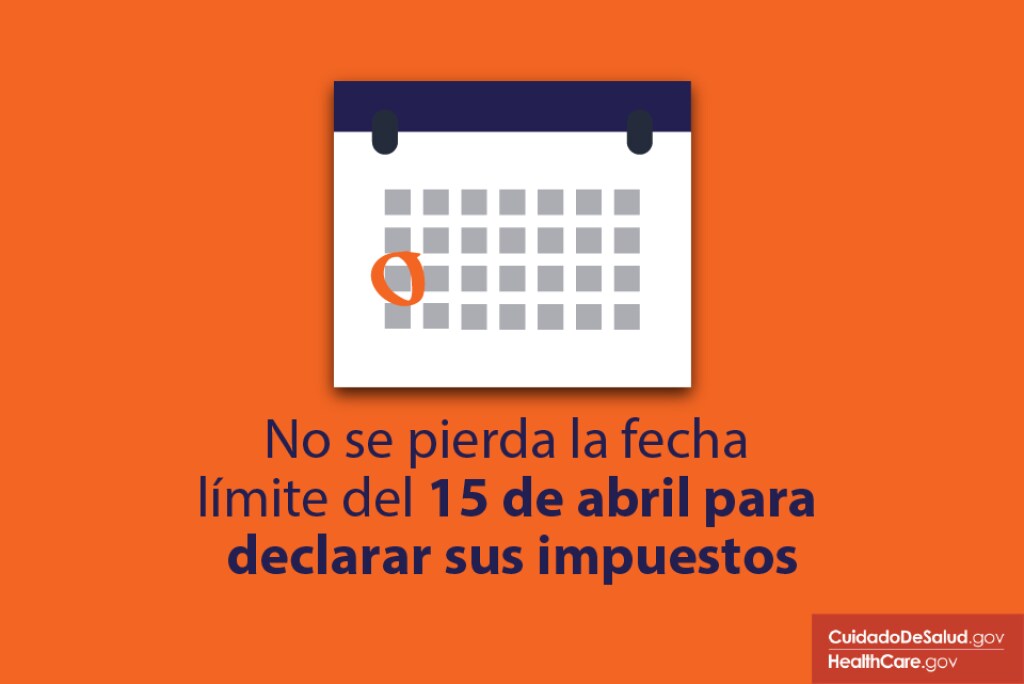 {No se pierda la fecha límite de presentación de impuestos del 15 de abril} Imagen: {Fecha límite de presentación de impuestos marcada con un círculo en el calendario}