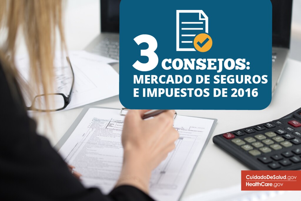 {Prepara con precisión tus impuestos federales de 2016 con estos 3 consejos} Imagen: {Mujer declarando impuestos usando 3 consejos para el seguro médico del Mercado y los impuestos de 2016}