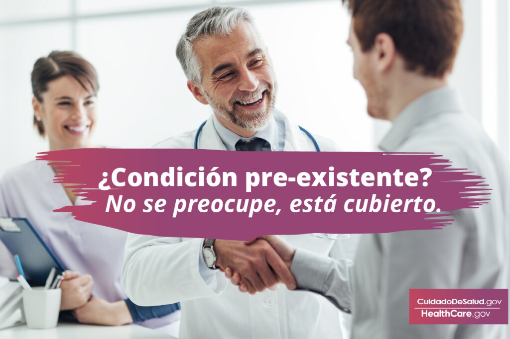 {Tiene cobertura para todas las condiciones médicas preexistentes} Imagen: {Paciente hablando con el médico sobre el tratamiento de una afección médica preexistente}