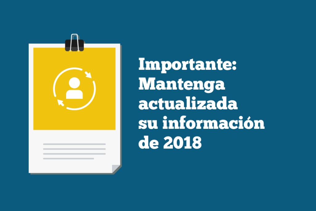 {Cómo actualizar su solicitud del Mercado para 2018} Imagen: {Mantener actualizada la información de 2018}