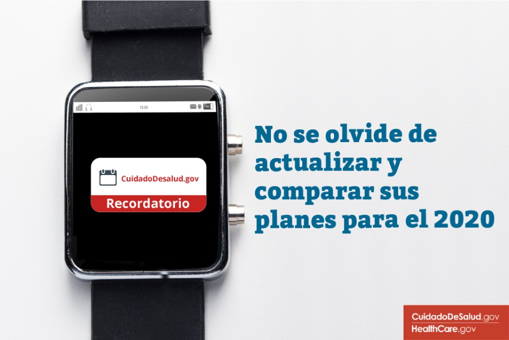 {No olvides actualizar y comparar para 2020} Imagen: {recordatorio importante intermitente del reloj inteligente para actualizar y comparar planes}