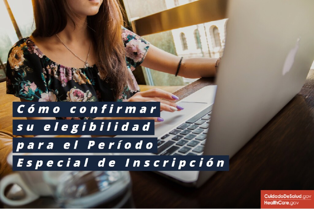 {Cómo confirmar su elegibilidad para el Período especial de inscripción} Imagen: {Mujer envía documentos electrónicamente en una computadora para confirmar un evento de vida}