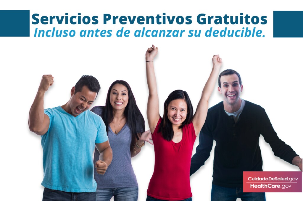 {Conozca todos los beneficios del seguro de salud y los servicios preventivos} Imagen: {Amigos celebrando atención médica preventiva gratuita }